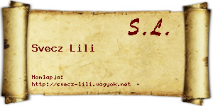 Svecz Lili névjegykártya
